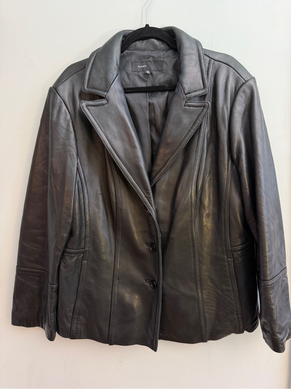 Avanti Black Leather Jacket, Size 2X
